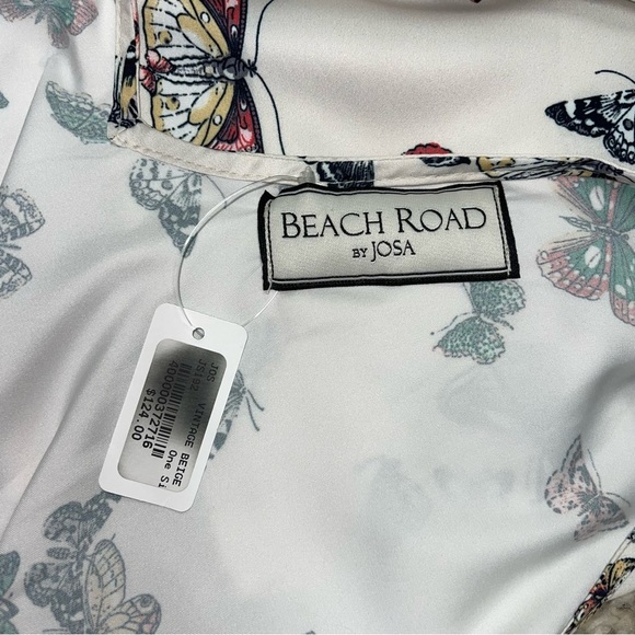 Josa Tulum Dress One Size‎ Fits Most Ivory Butterfly Print Beach  Cover V-neck - Picture 9 of 12